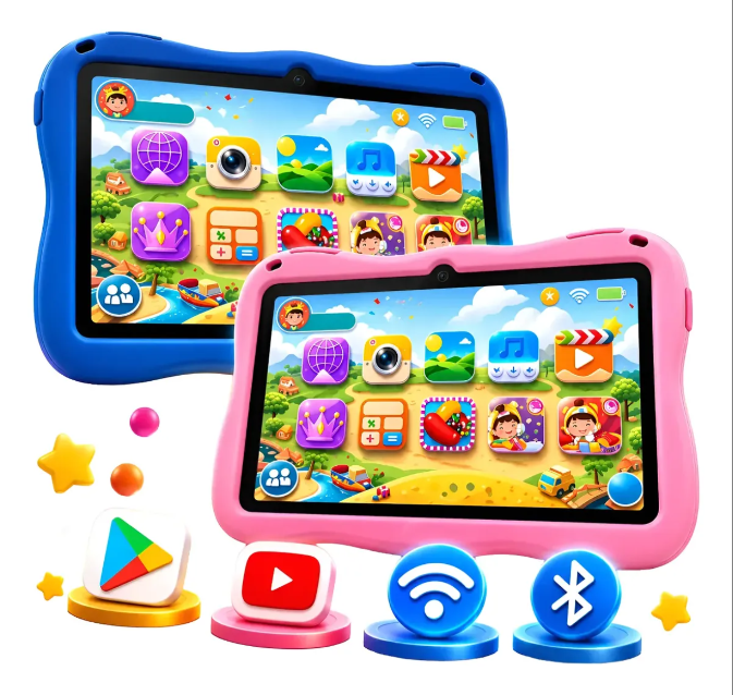 Tablet Infantil Kids 8GB RAM 128GB com capa, jogos e vídeos