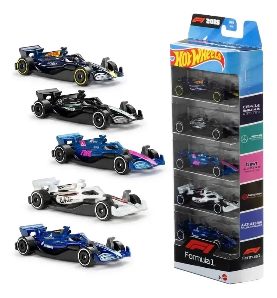 Pack 5 Miniaturas F1 Hot Wheels 1:64 Formula 1 2025