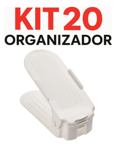 Kit 20 Organizadores de Sapato e Tênis com regulagem de altura