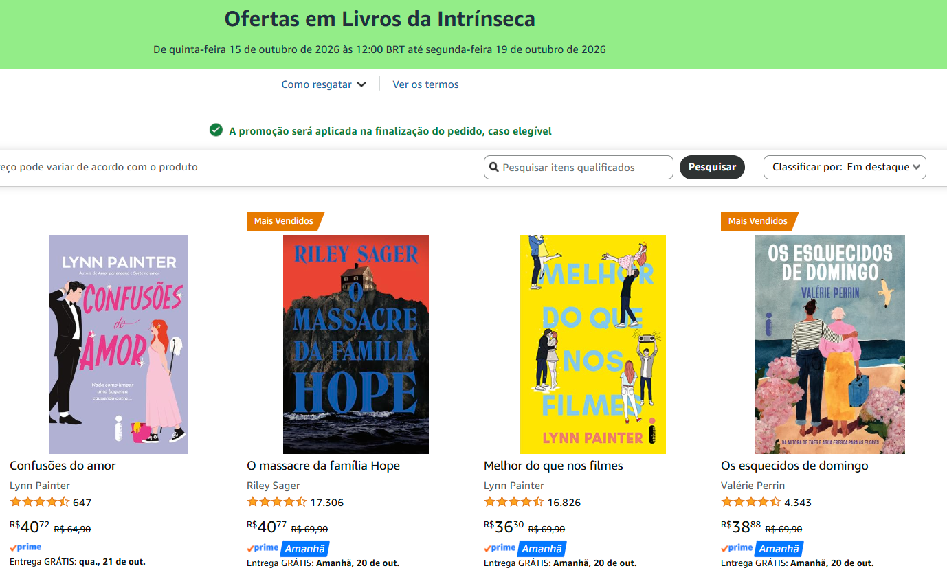 Último dia, corre! livros da Intrínseca com desconto extra na Amazon