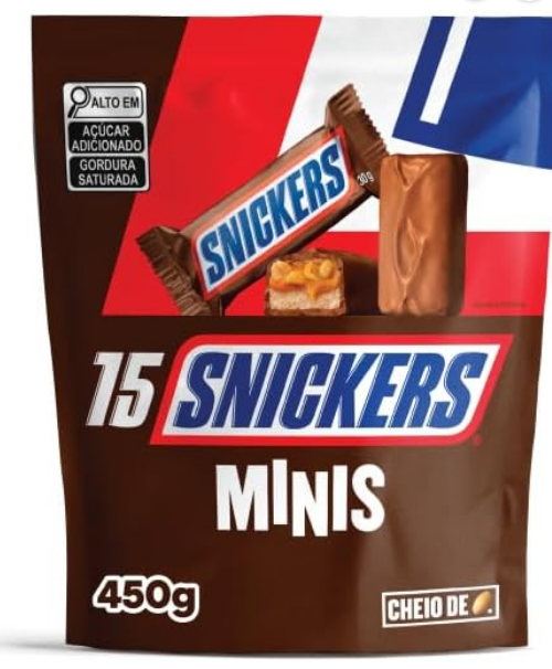 Chocolate Snickers Original Minis, pacote com 15 unidades (450g)
