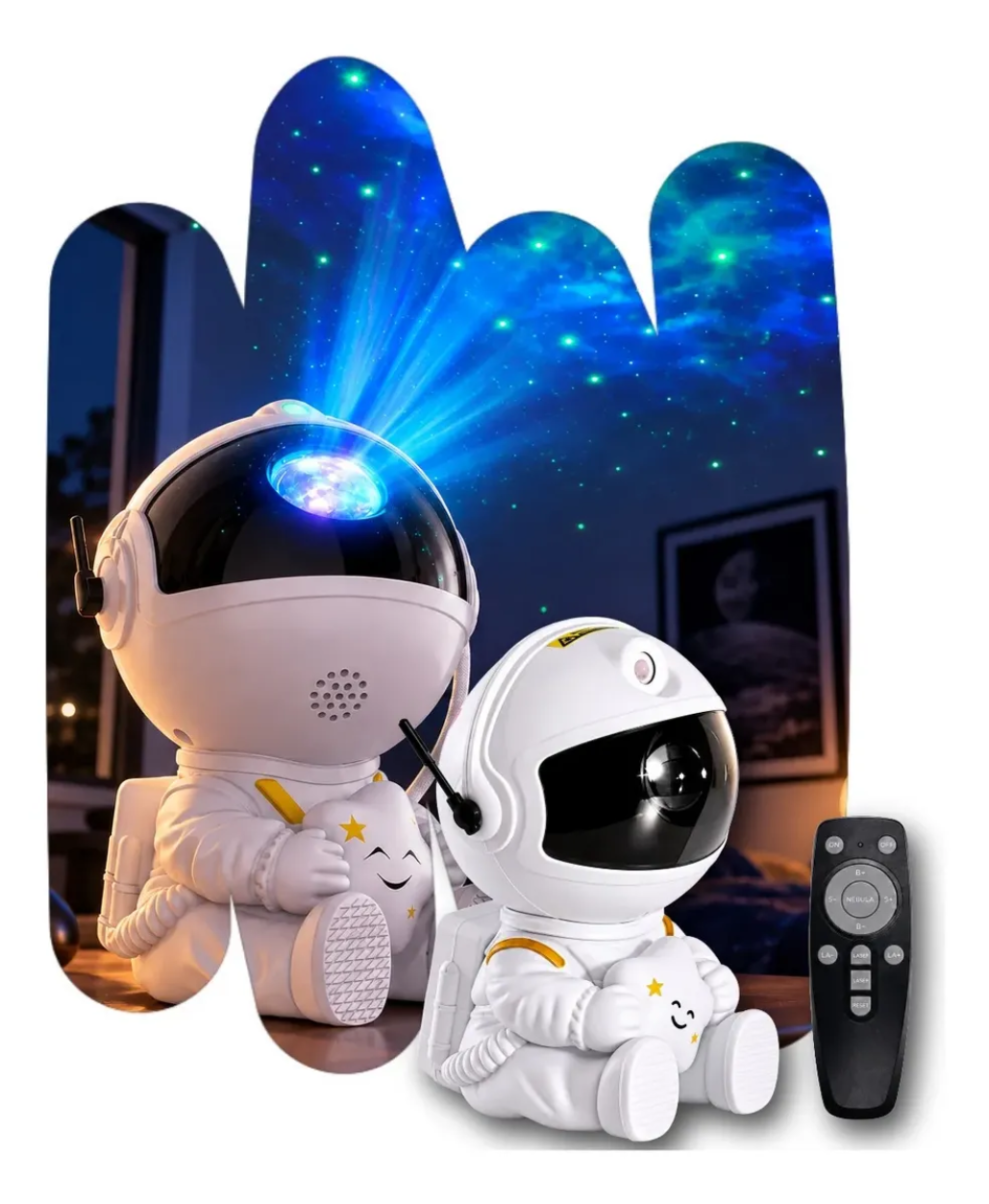 Projetor de Estrelas Mini Astronauta Luminária Galáxia com controle