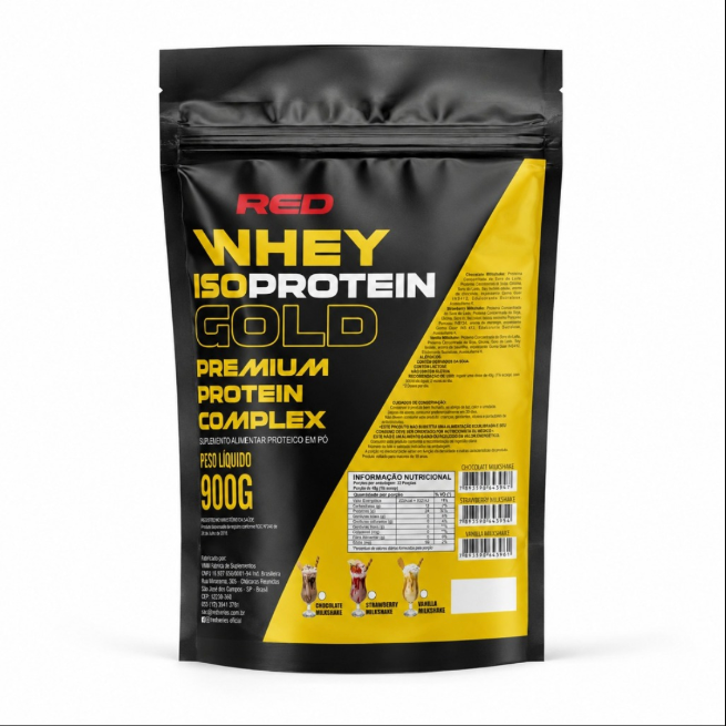 Whey Isoprotein Gold 900g refil Red Series, 24g de proteína por dose