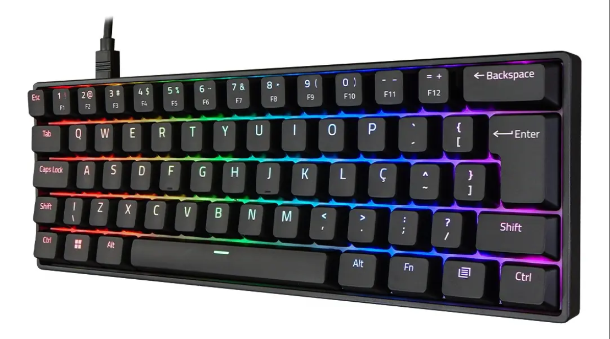 Teclado Mecânico Akko 3061s 60% ABNT2 Switch Rosa RGB
