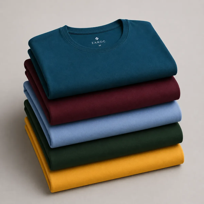 Kit 5 Camisetas Masculinas Slim Básicas Coloridas Zaroc