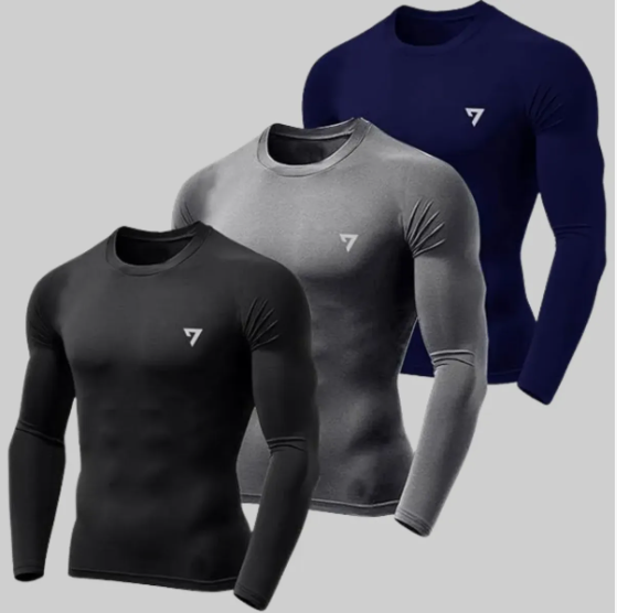 Kit 3 Camisetas Térmicas Segunda Pele Seven Line (proteção UV50)
